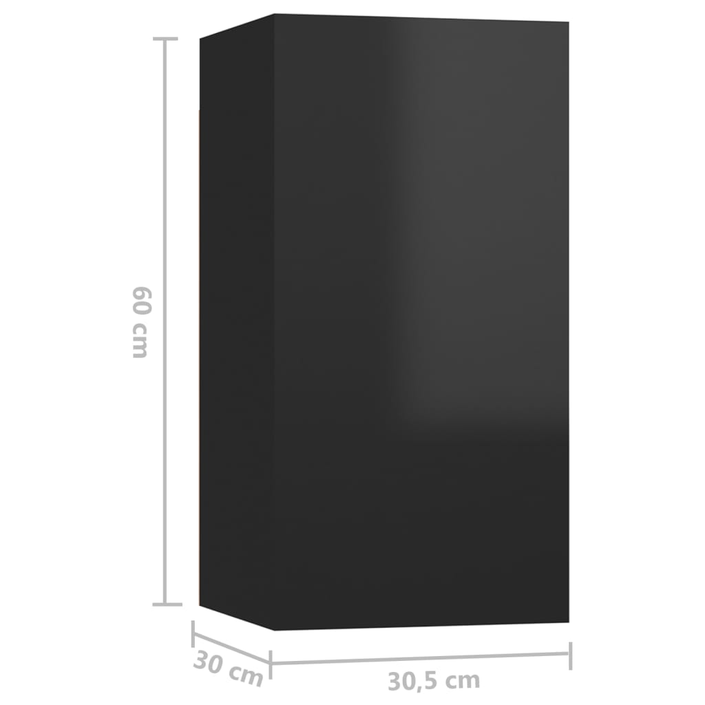 vidaXL Comode TV, 2 buc., negru extralucios, 30,5x30x60 cm, PAL