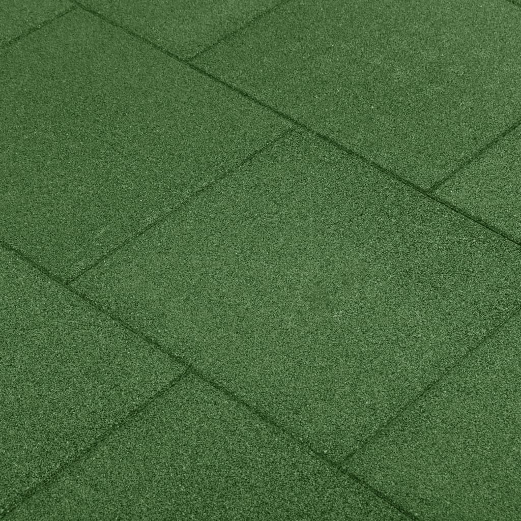 vidaXL Plăci de protecție la cădere, 6 buc, verde, 50x50x3 cm, cauciuc