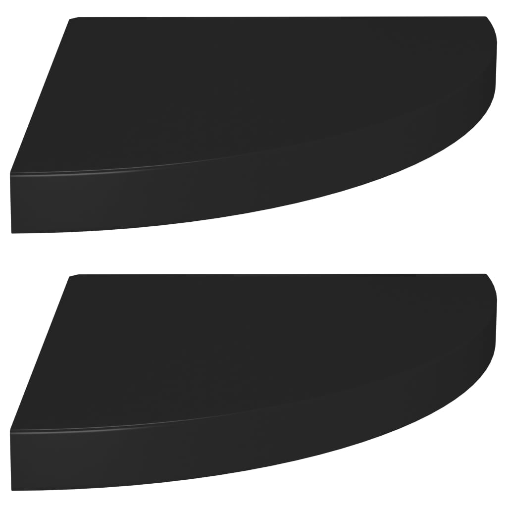 vidaXL Rafturi colț de perete, 2 buc., negru, 35x35x3,8 cm, MDF