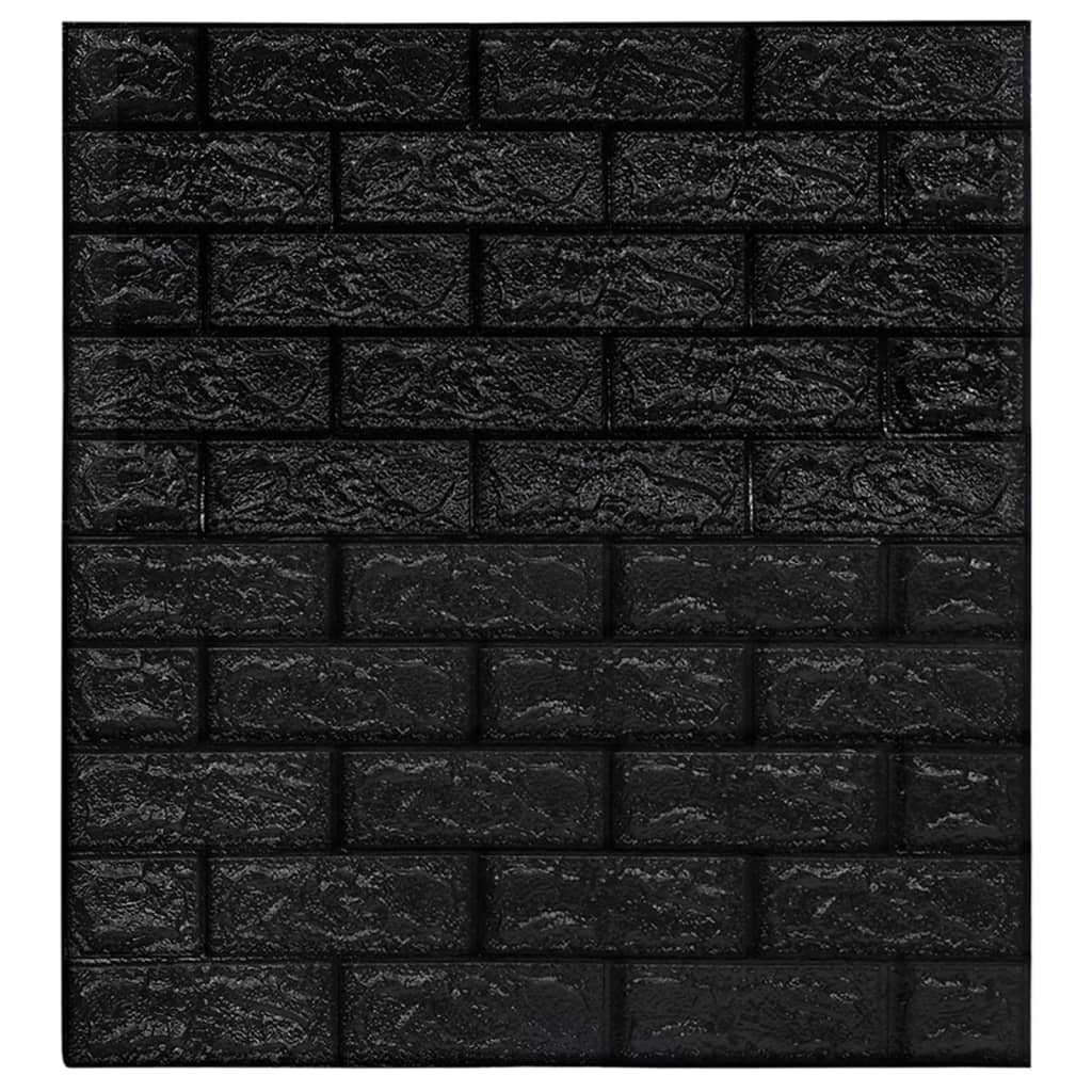 vidaXL Tapet de perete autocolant, model cărămizi 3D, 40 buc., negru