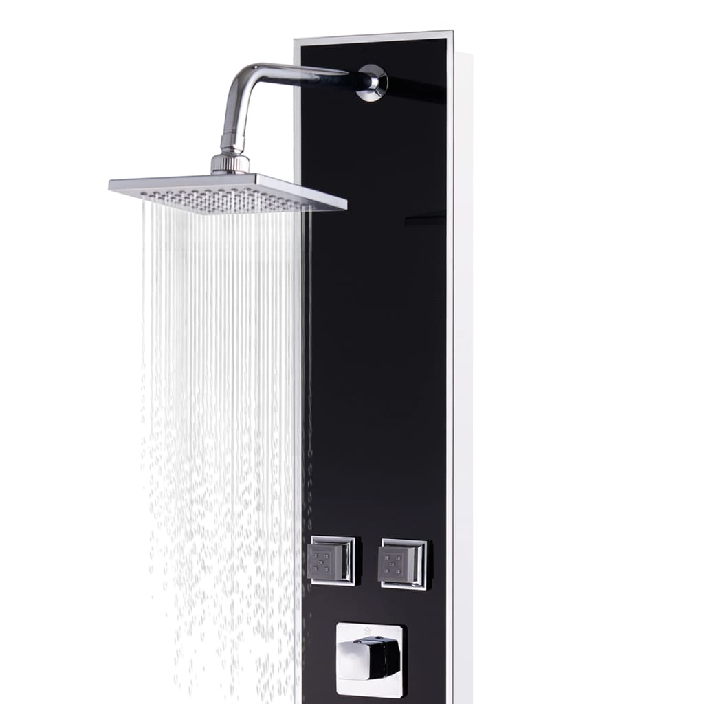 vidaXL Unitate panou de duș, sticlă, 18 x 42,1 x 120 cm, negru