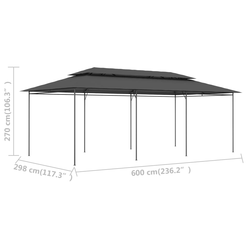 vidaXL Pavilion, antracit, 600 x 298 x 270 cm