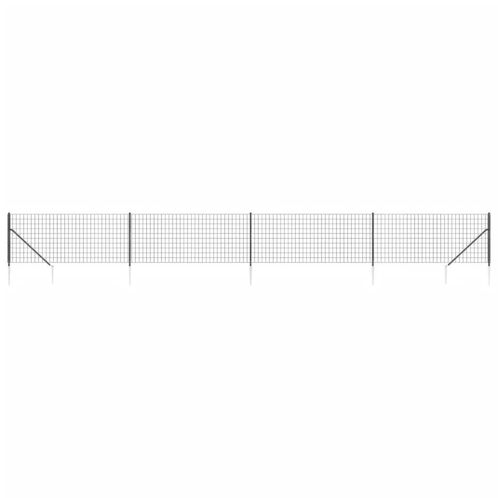 vidaXL Gard plasă de sârmă cu țăruși de fixare, antracit, 1x10 m