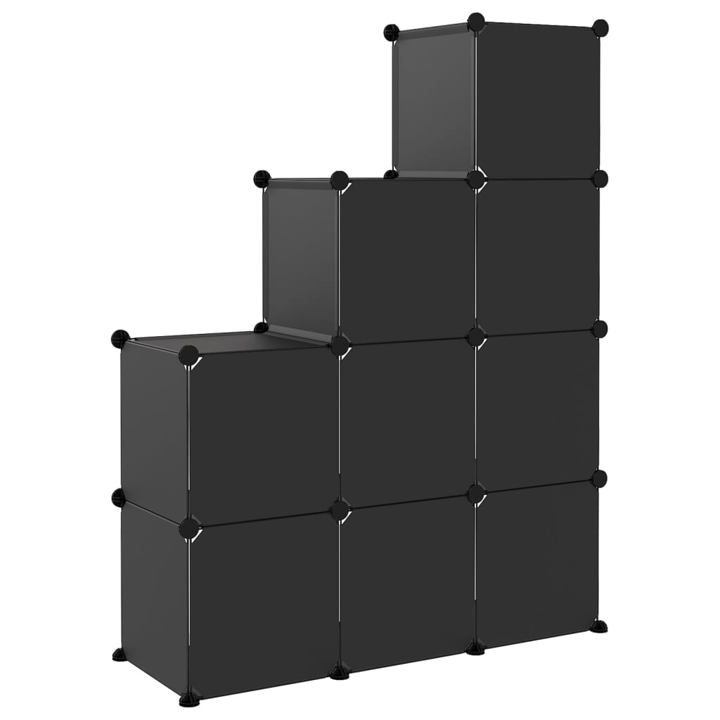 vidaXL Organizator cub de depozitare, 9 cuburi, negru, PP