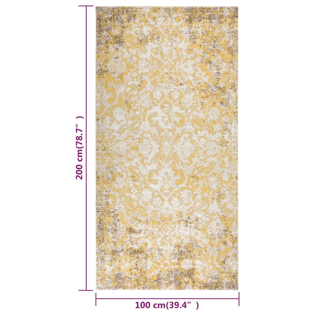 vidaXL Covor de exterior, galben, 100x200 cm, țesătură plată