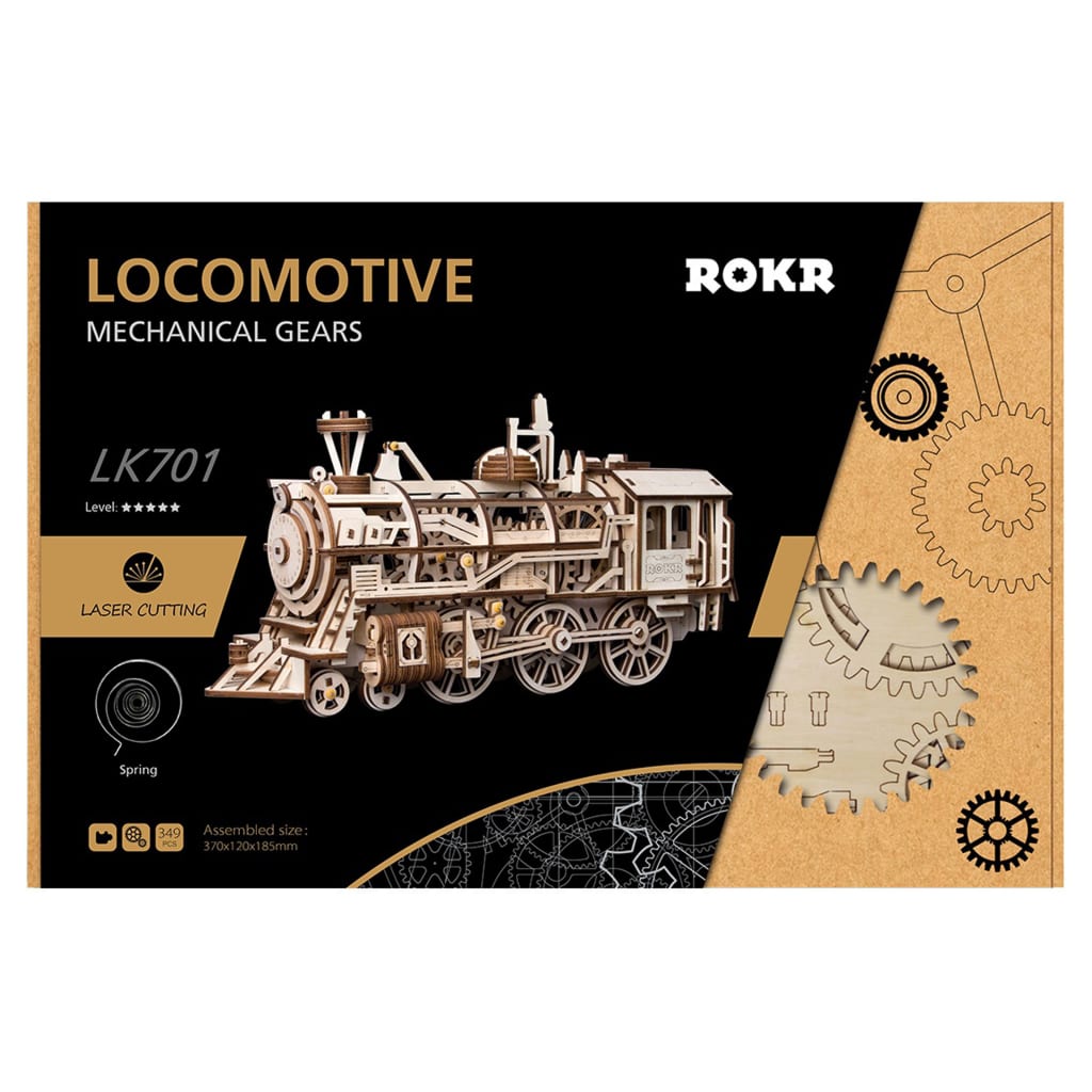 Robotime Tren mecanic din lemn "Locomotive"