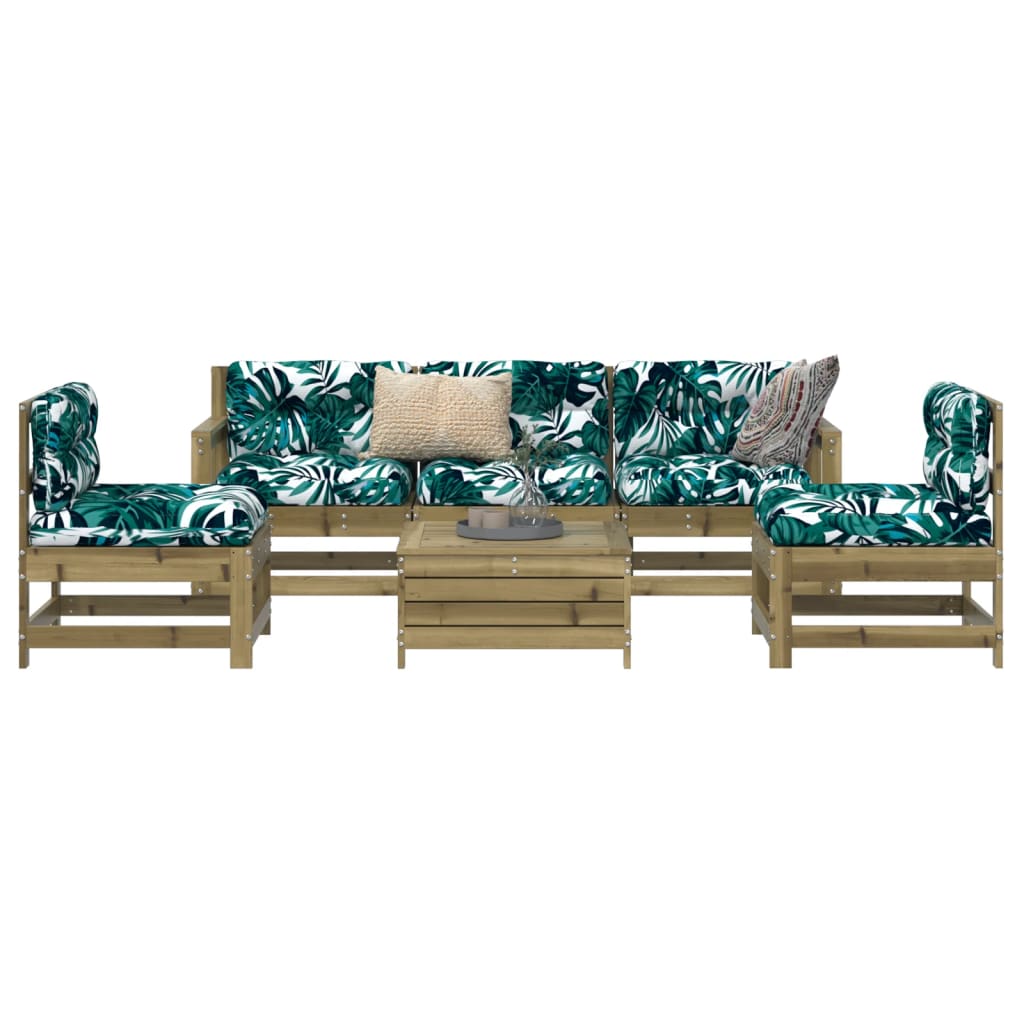 vidaXL Set canapea de grădină, 6 piese, lemn masiv de pin