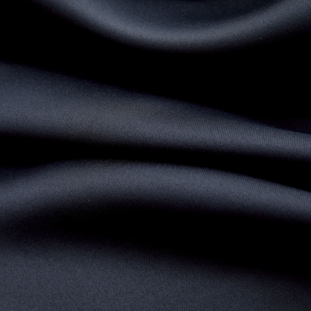 vidaXL Draperii opace cu inele metalice, 2 buc., negru, 140 x 175 cm