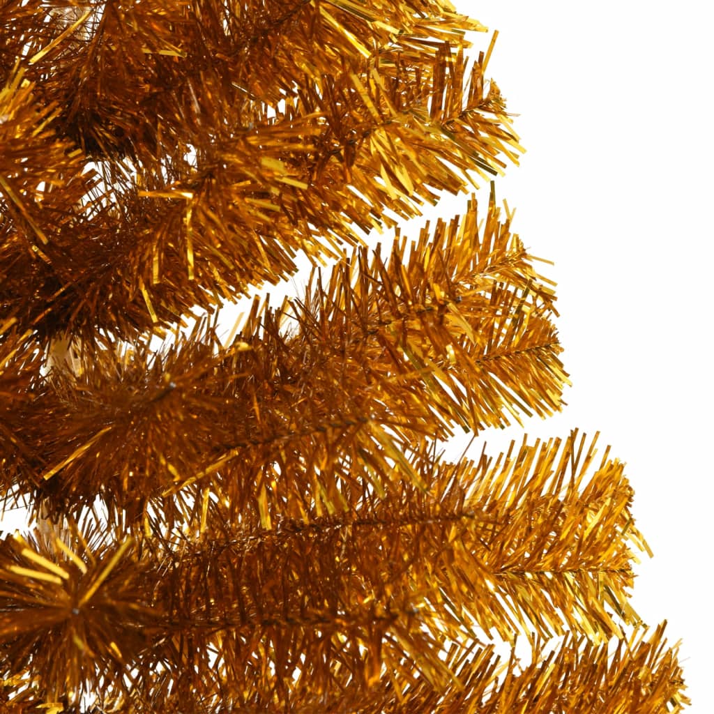 vidaXL Jumătate brad de Crăciun cu suport, auriu, 150 cm, PET