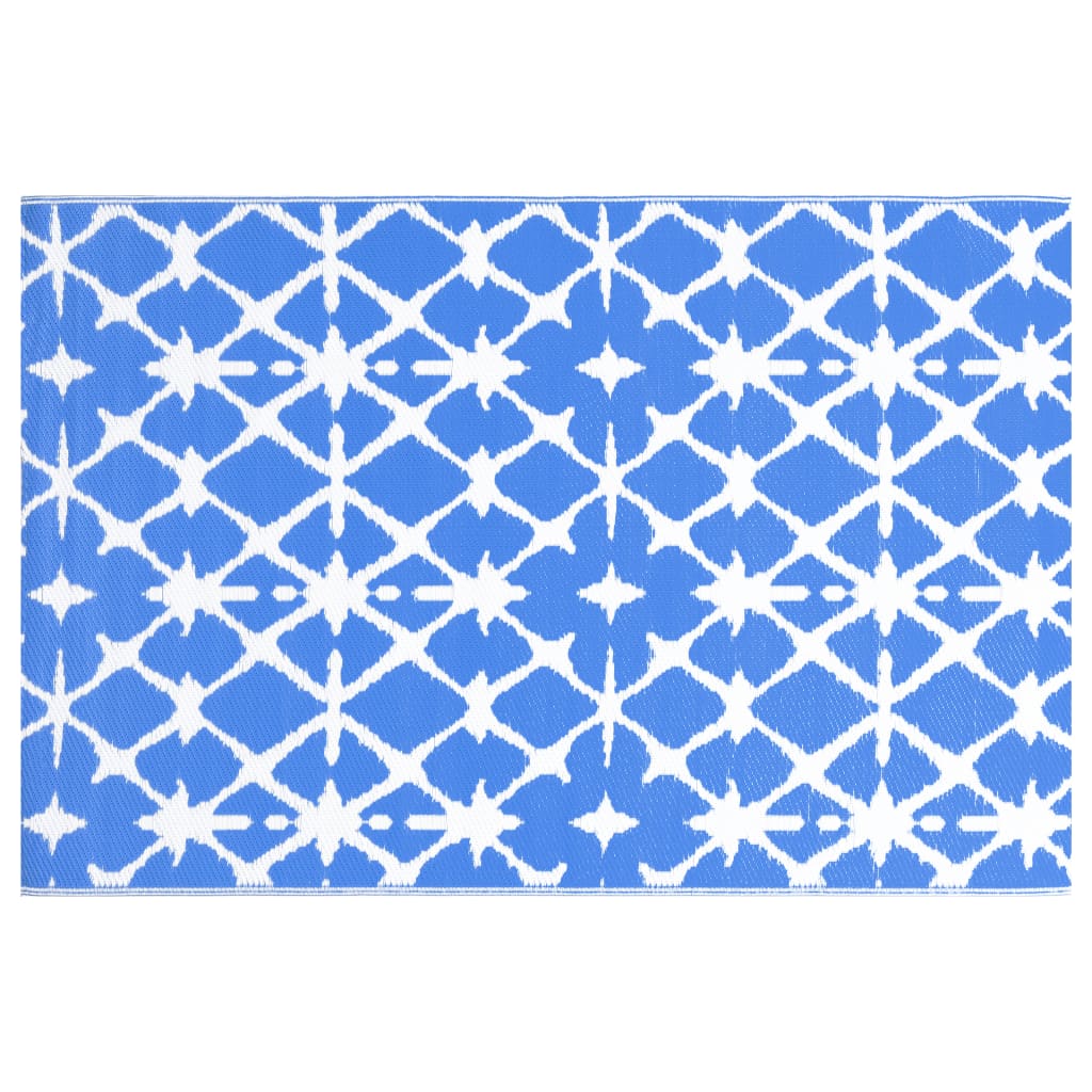 vidaXL Covor de exterior, albastru/alb, 120x180 cm, PP