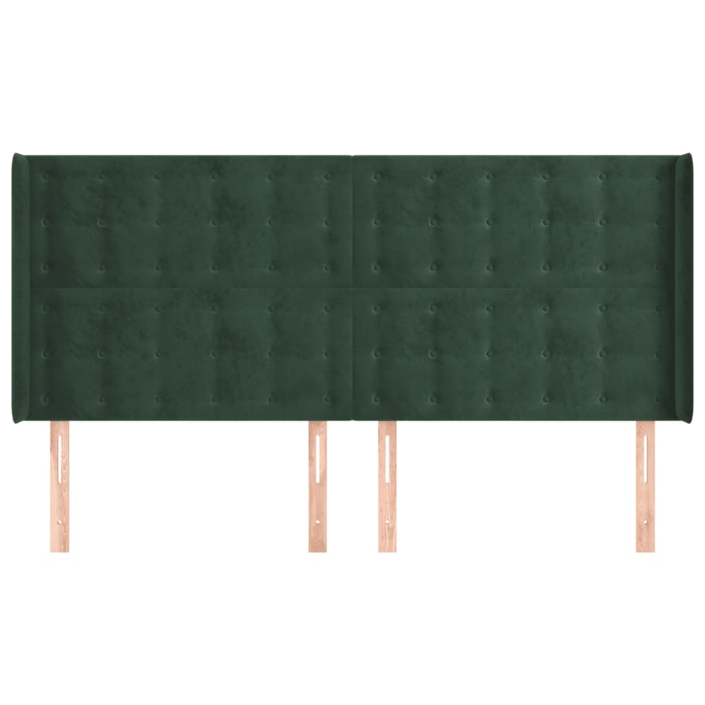 vidaXL Tăblie pat cu aripioare verde închis 163x16x118/128 cm catifea