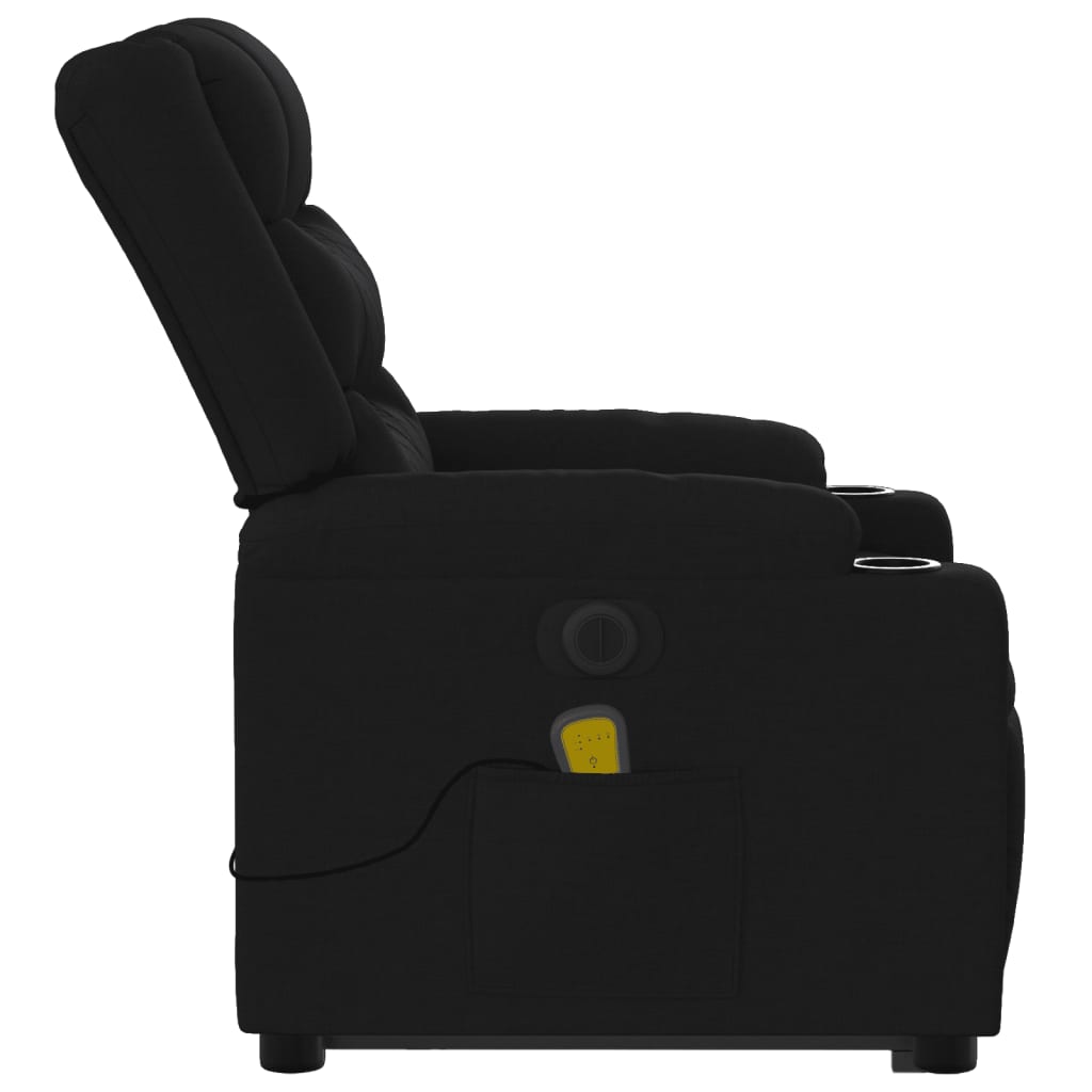 vidaXL Fotoliu electric de masaj rabatabil cu ridicare, negru, textil