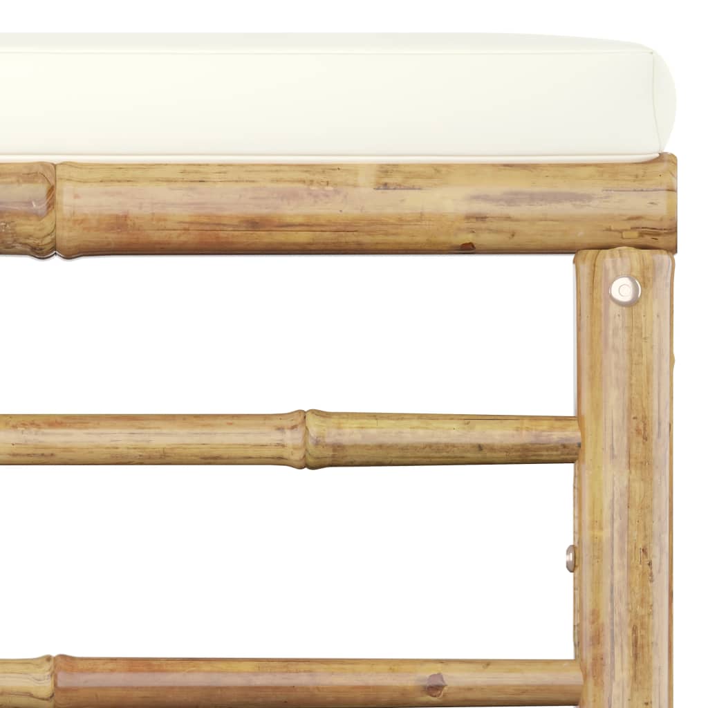 vidaXL Set mobilier de grădină cu perne alb crem, 5 piese, bambus