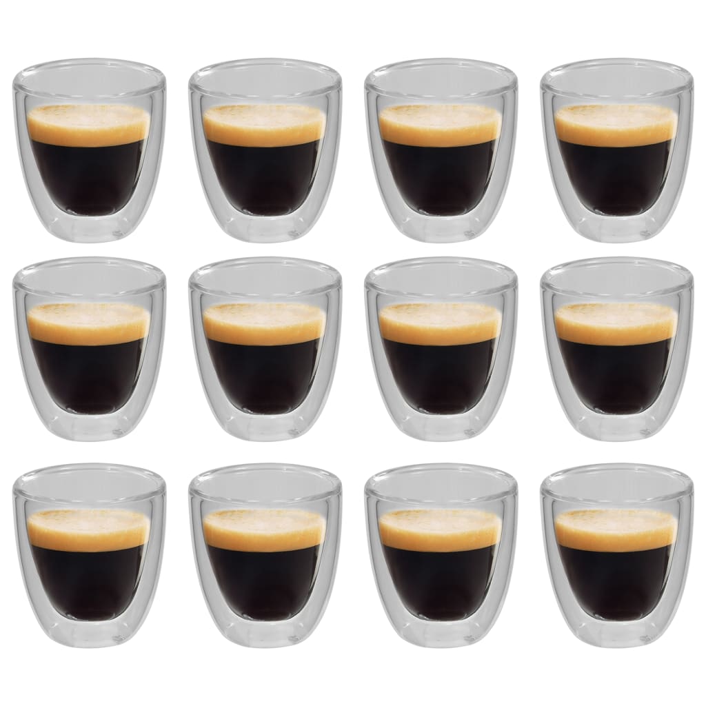 vidaXL Pahar termic perete dublu pentru cafea espresso, 12 buc., 80 ml
