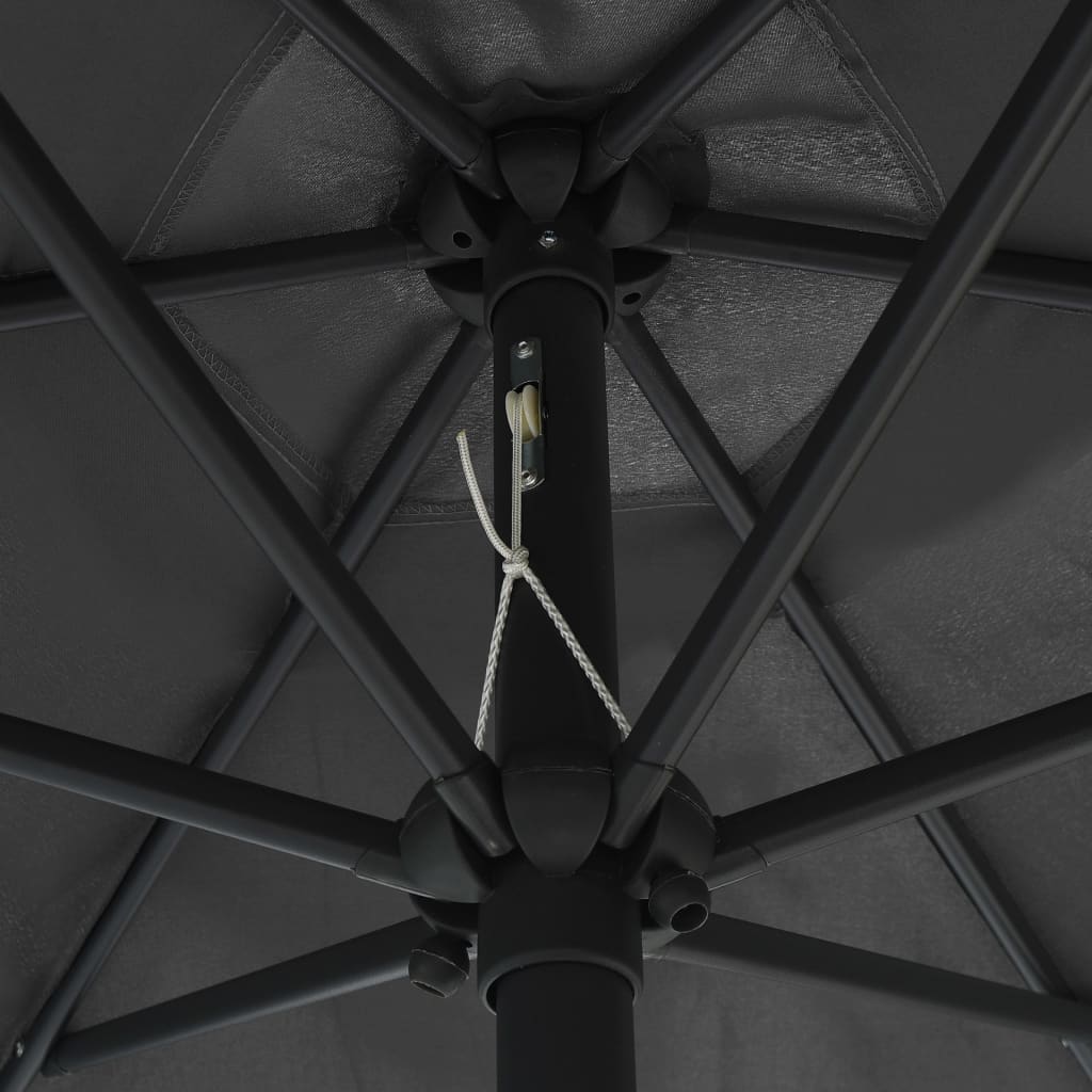 vidaXL Umbrelă de soare cu LED și stâlp aluminiu, antracit, 270 cm