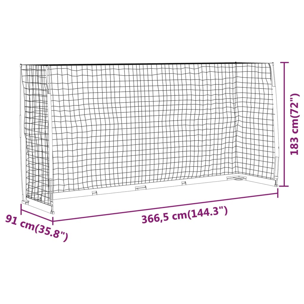 vidaXL Poartă de fotbal, 366,5x91x183 cm, oțel