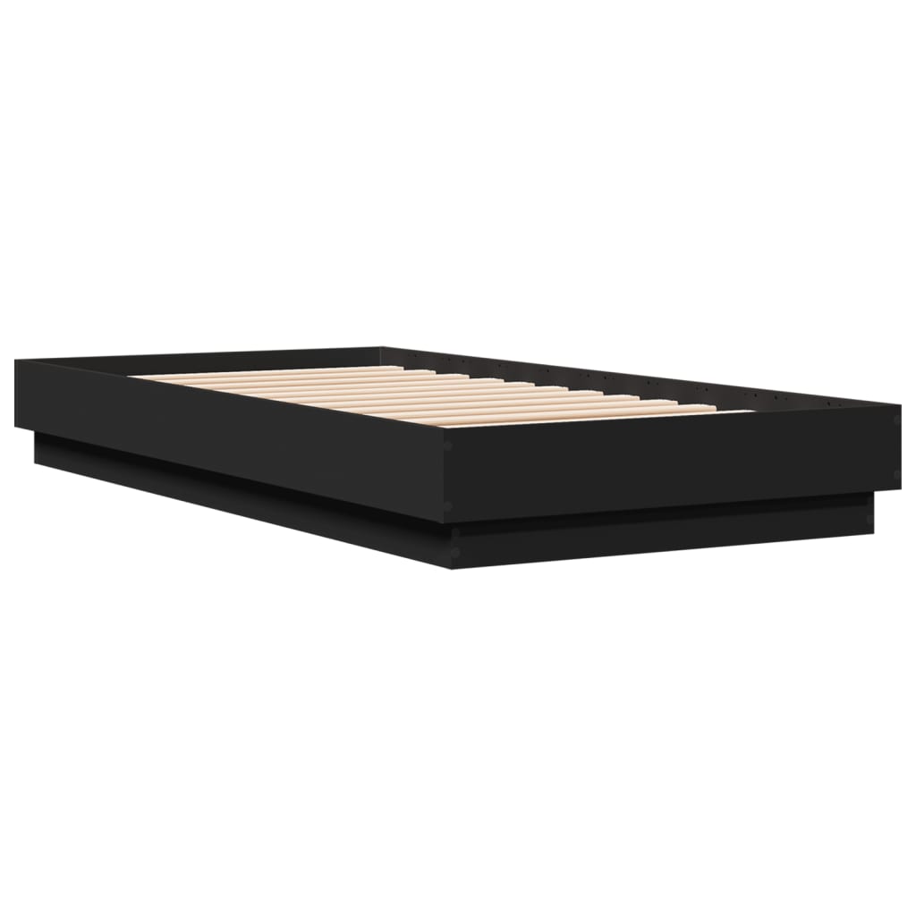 vidaXL Cadru de pat, negru, 90x190 cm, lemn prelucrat