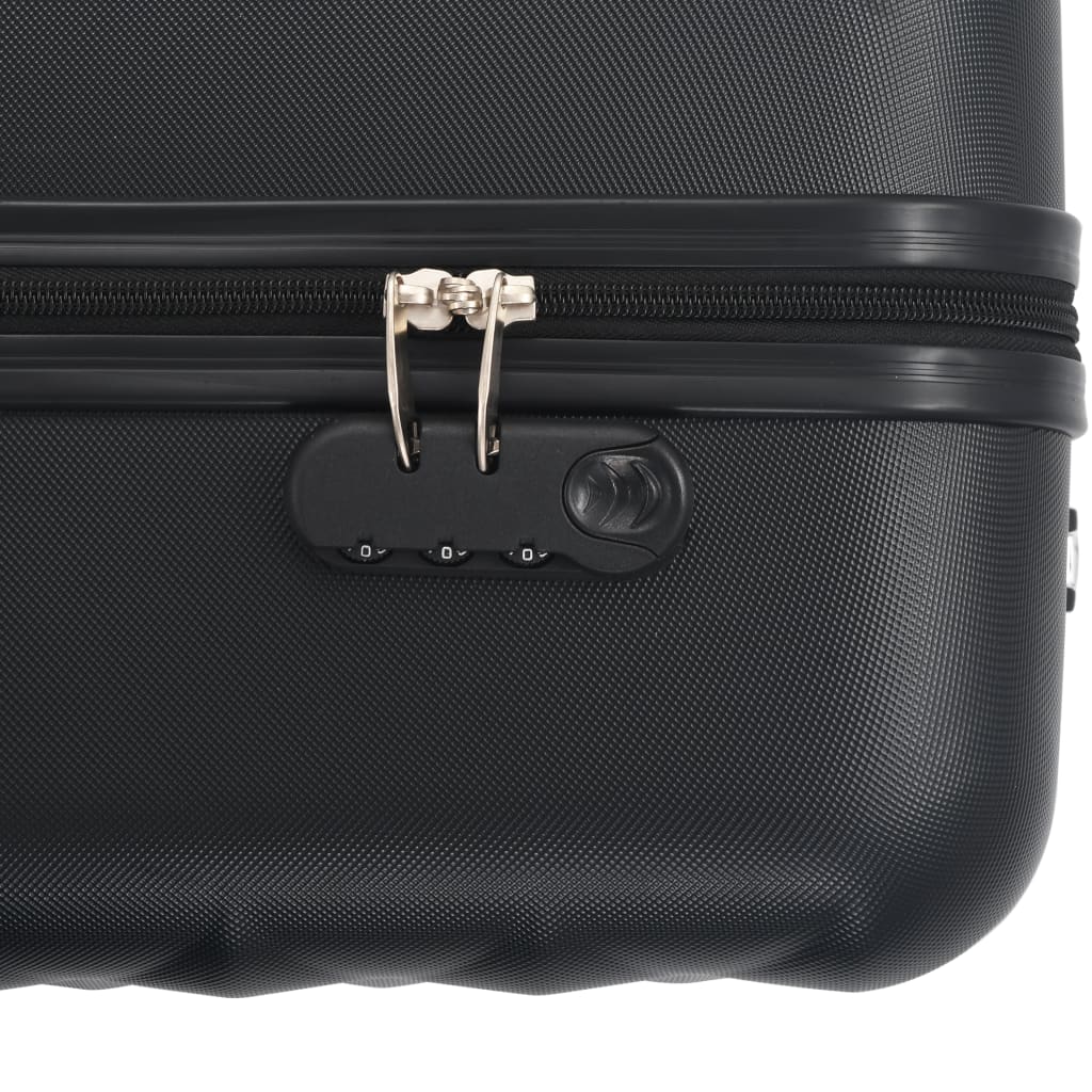 vidaXL Set valiză carcasă rigidă, 3 buc., negru, ABS