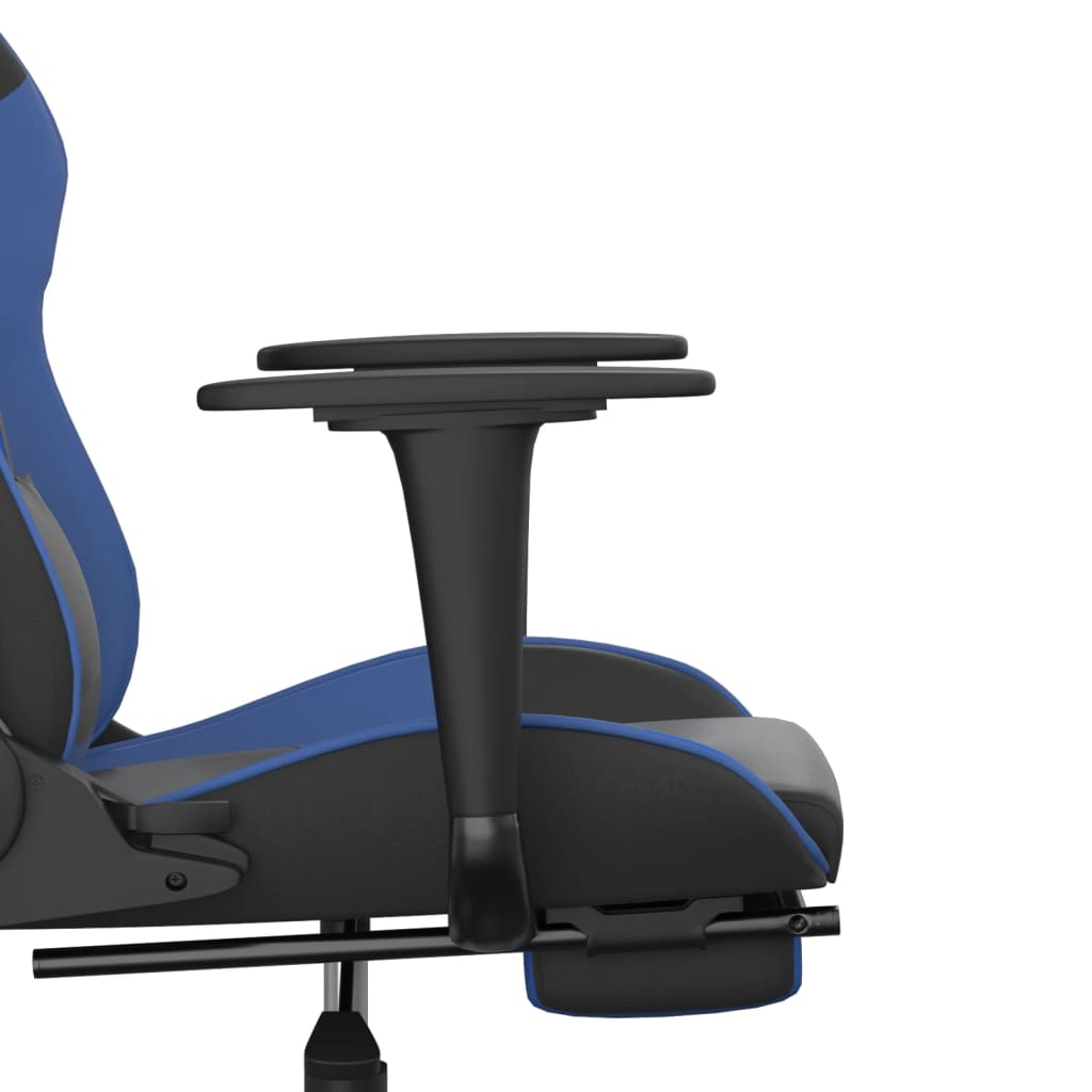 vidaXL Scaun de gaming masaj/suport picioare negru&albastru piele eco