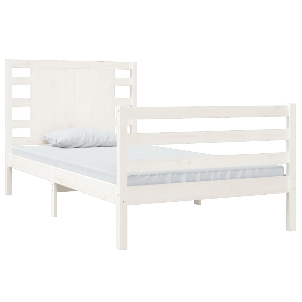 vidaXL Cadru de pat ,alb, 90x200 cm, lemn masiv de pin