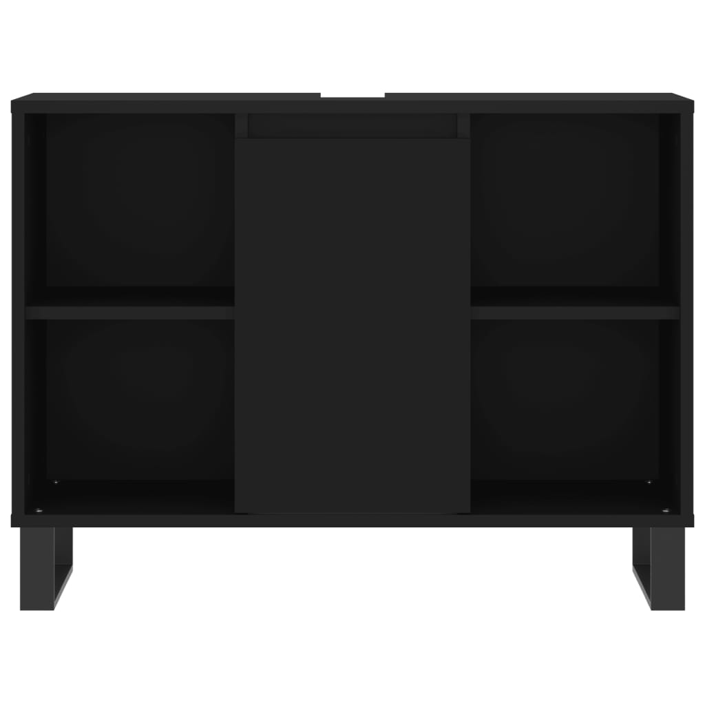 vidaXL Dulap pentru baie, negru, 80x33x60 cm, lemn compozit