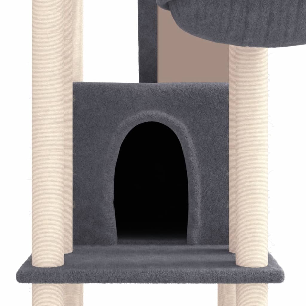 vidaXL Ansamblu de pisici, stâlpi din funie sisal, gri închis, 201 cm