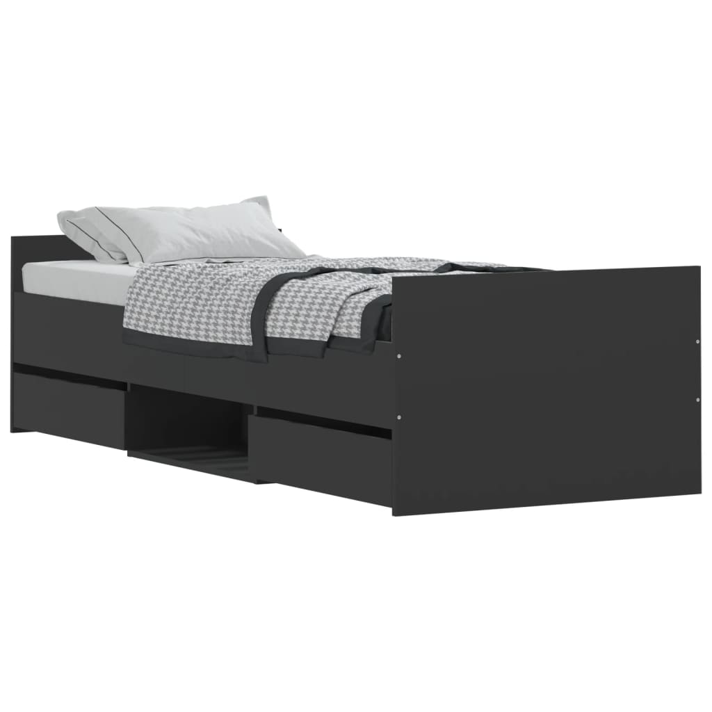 vidaXL Cadru pat cu tăblii de cap/picioare, negru, 75x190 cm