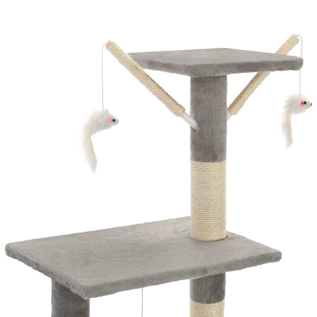 vidaXL Ansamblu pisici cu stâlpi din funie de sisal, 138 cm, gri