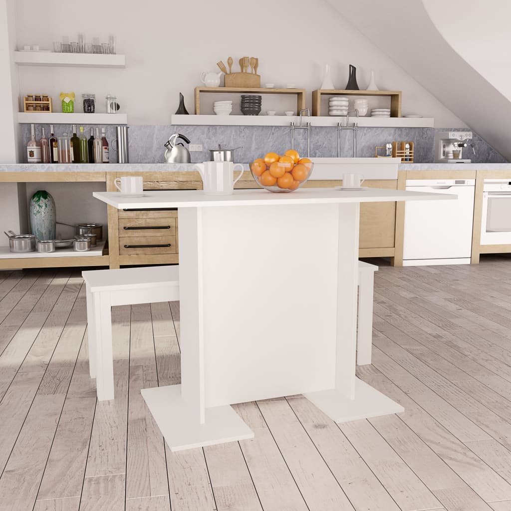 vidaXL Masă de bucătărie, alb, 110x60x75 cm, PAL