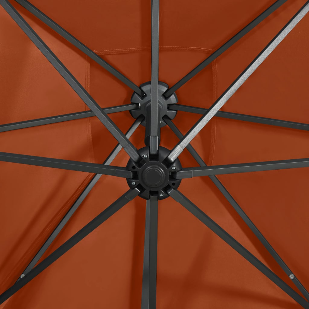 vidaXL Umbrelă suspendată cu stâlp și LED-uri, cărămiziu, 250 cm