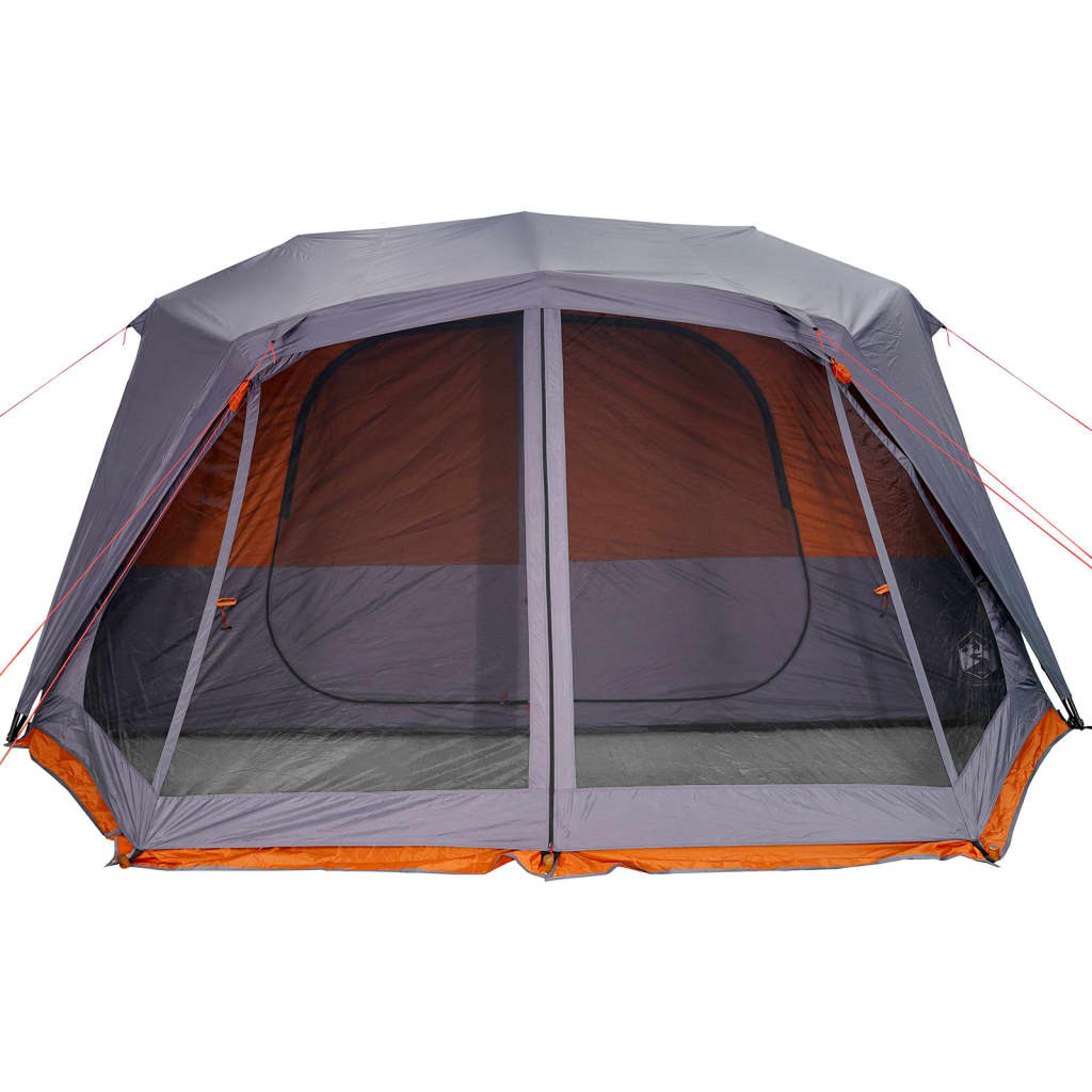 vidaXL Cort de camping pentru 10 persoane, gri/portocaliu, impermeabil