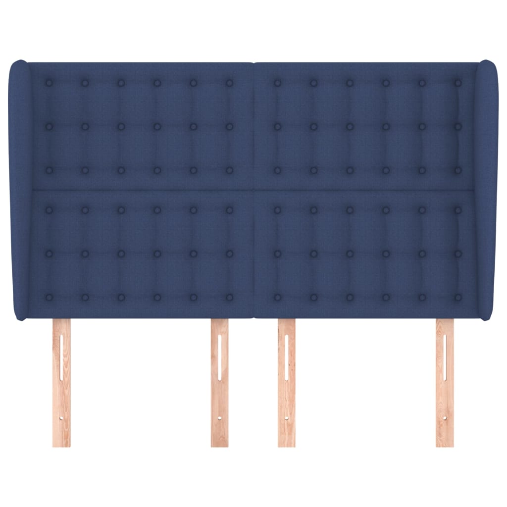 vidaXL Tăblie de pat cu aripioare, albastru, 147x23x118/128 cm, textil