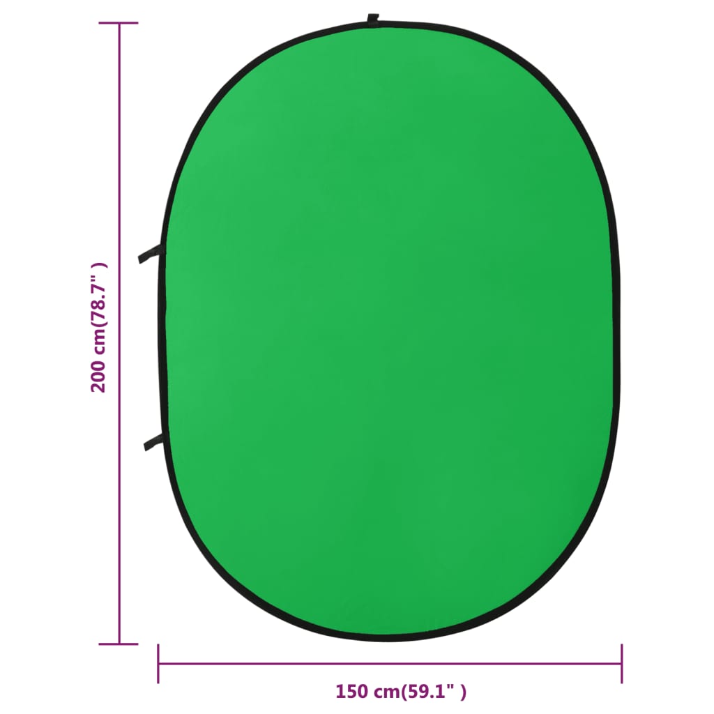 vidaXL Ecran fundal studio foto 2-în-1 verde&albastru 200x150 cm oval