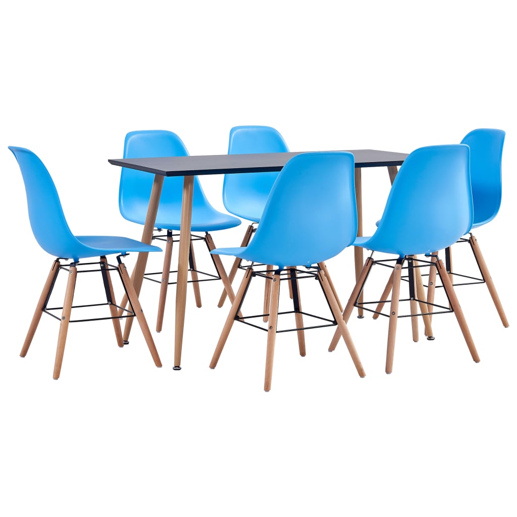 vidaXL Set mobilier de bucătărie, 7 piese, albastru, plastic
