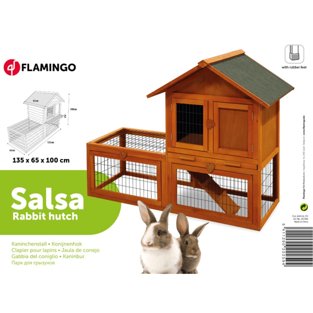 FLAMINGO Cușcă pentru iepuri "Salsa", maro, 135x65x100 cm