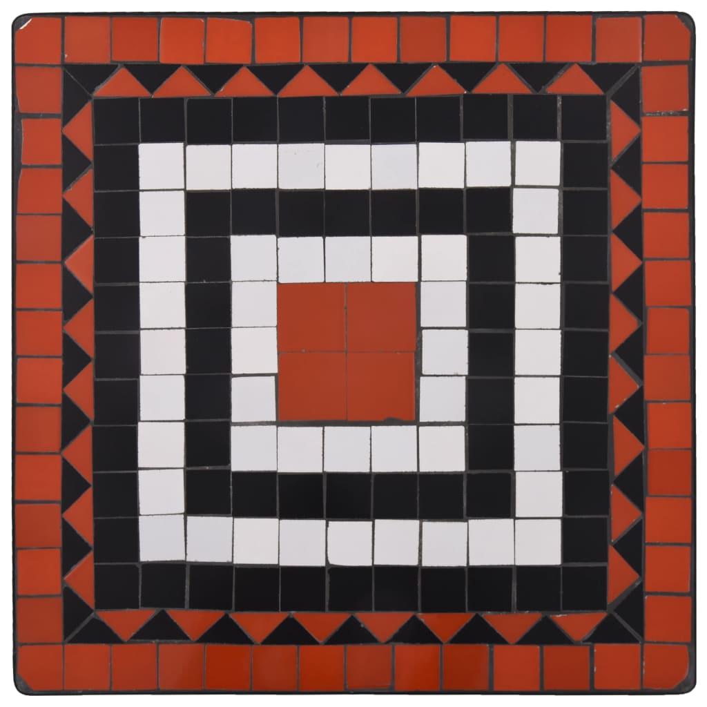 vidaXL Set de bistro mozaic, 3 piese, cărămiziu & alb, placă ceramică