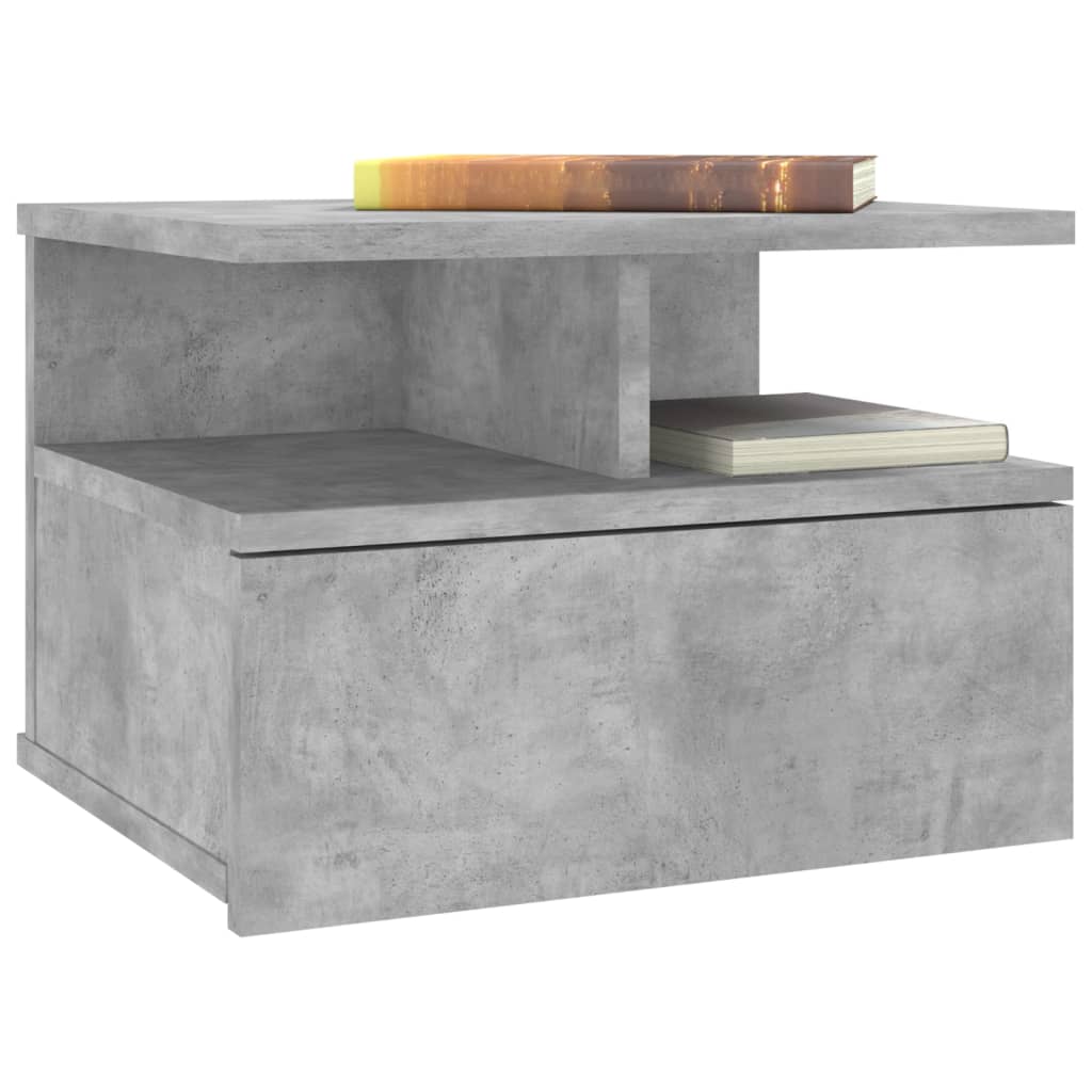 vidaXL Noptiere suspendate, 2 buc., gri beton, 40x31x27 cm, PAL