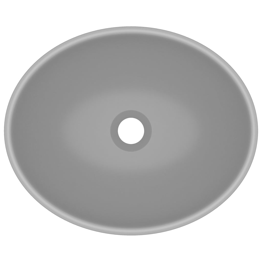 vidaXL Chiuvetă lux, gri deschis mat, 40x33 cm, ceramică, formă ovală