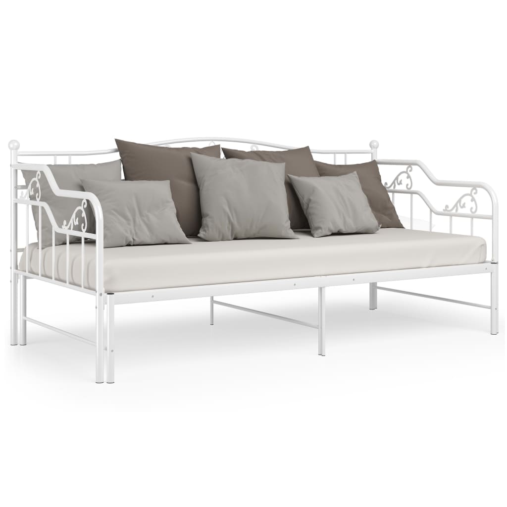vidaXL Cadru canapea extensibilă, alb, 90x200 cm, metal