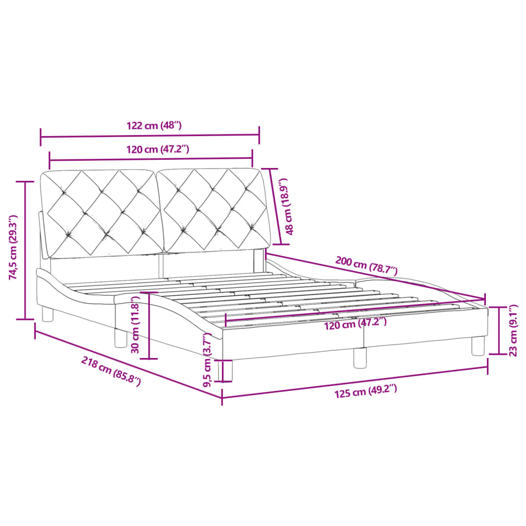 vidaXL Cadru de pat cu tăblie, gri deschis, 120x200 cm, catifea