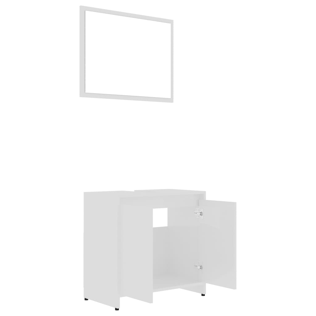 vidaXL Set mobilier de baie, 3 piese, alb extralucios, lemn prelucrat