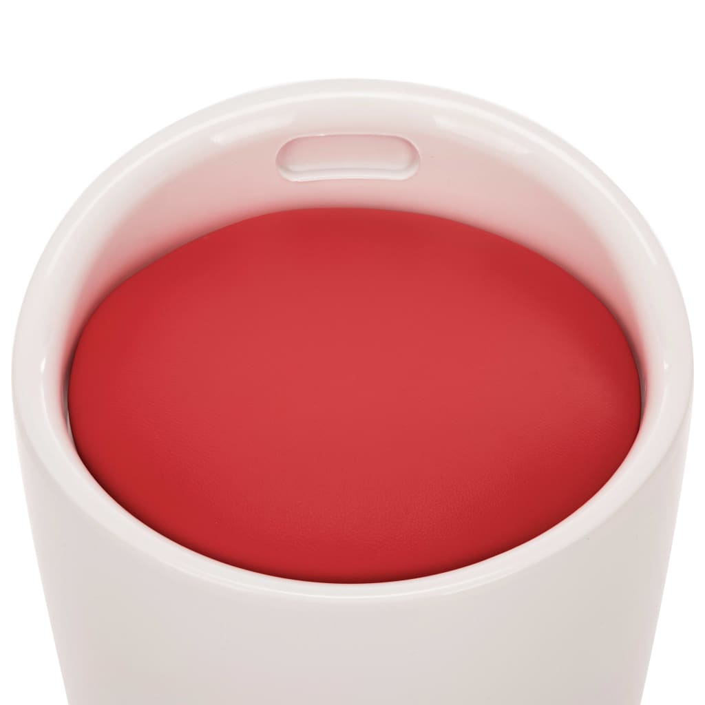 vidaXL Scaun cu depozitare, alb și roșu, piele ecologică