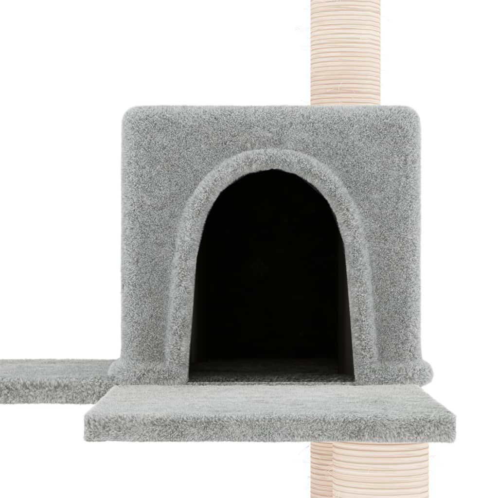 vidaXL Ansamblu de pisici, stâlpi din funie sisal, gri deschis, 153 cm