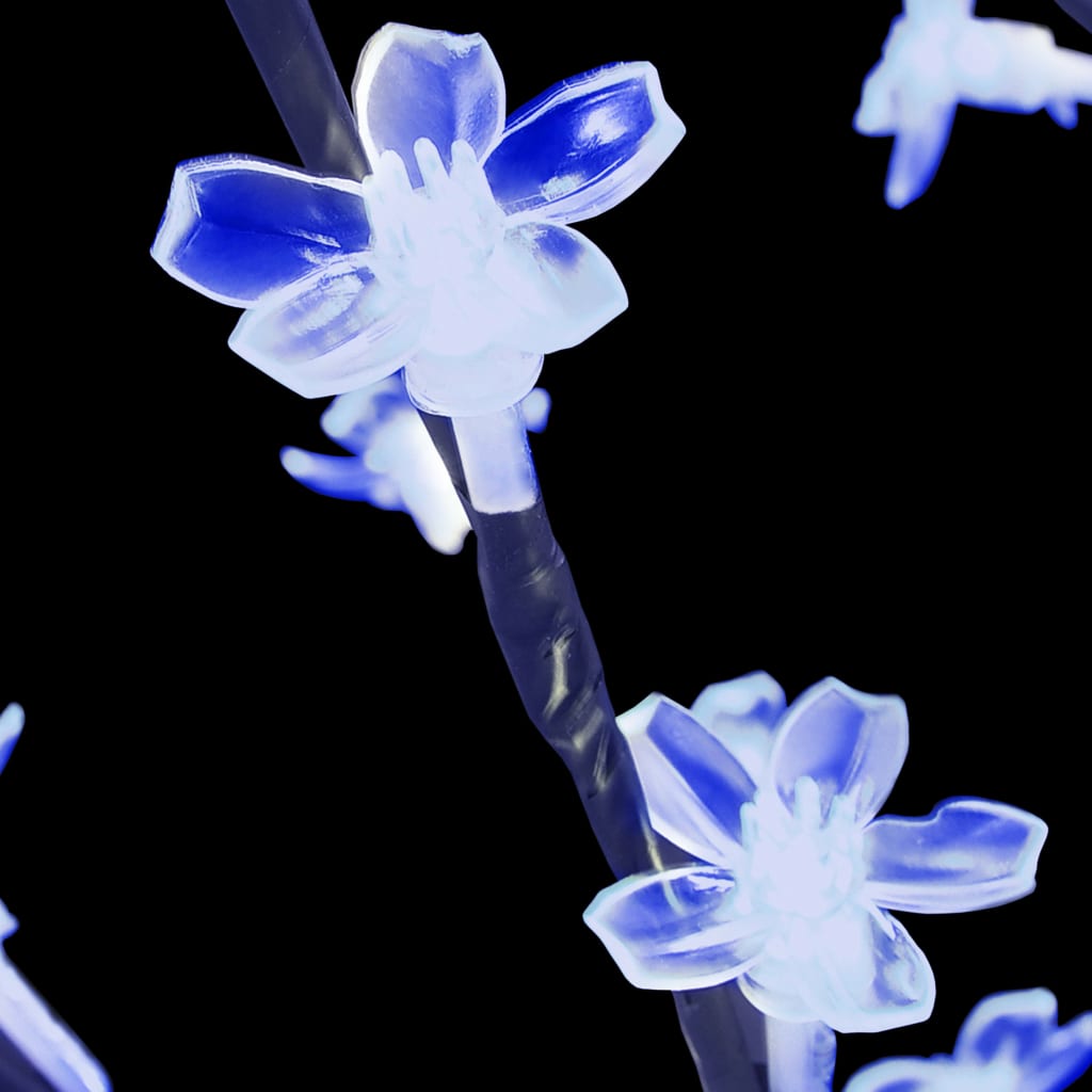 vidaXL Pom Crăciun, 128 LED-uri lumină albastră, flori de cireș 120 cm