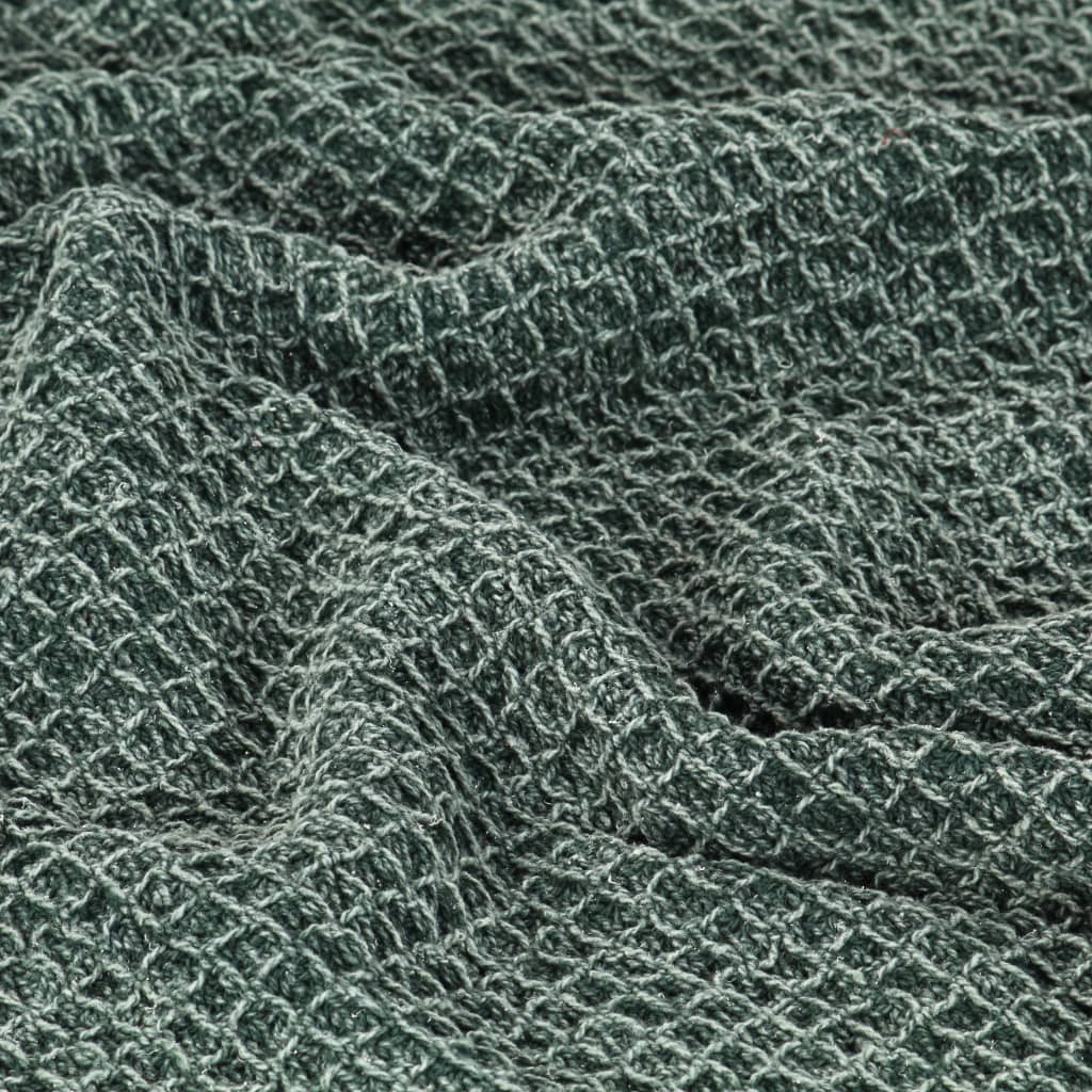 vidaXL Pătură decorativă, verde închis, 220 x 250 cm, bumbac