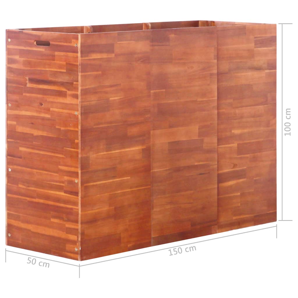 vidaXL Strat înălțat de grădină, 150 x 50 x 100 cm, lemn de acacia