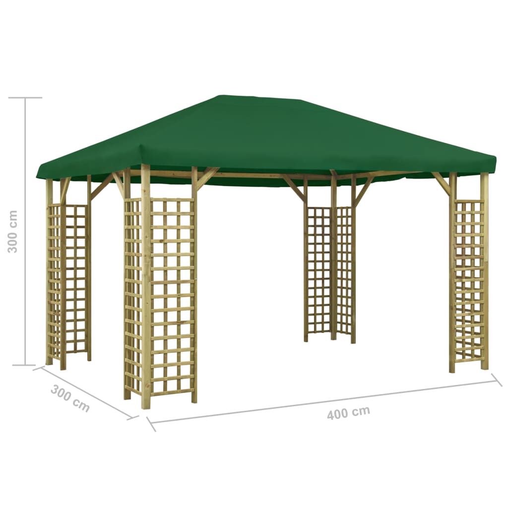 vidaXL Pavilion, verde, 4 x 3 m (310033+47715)