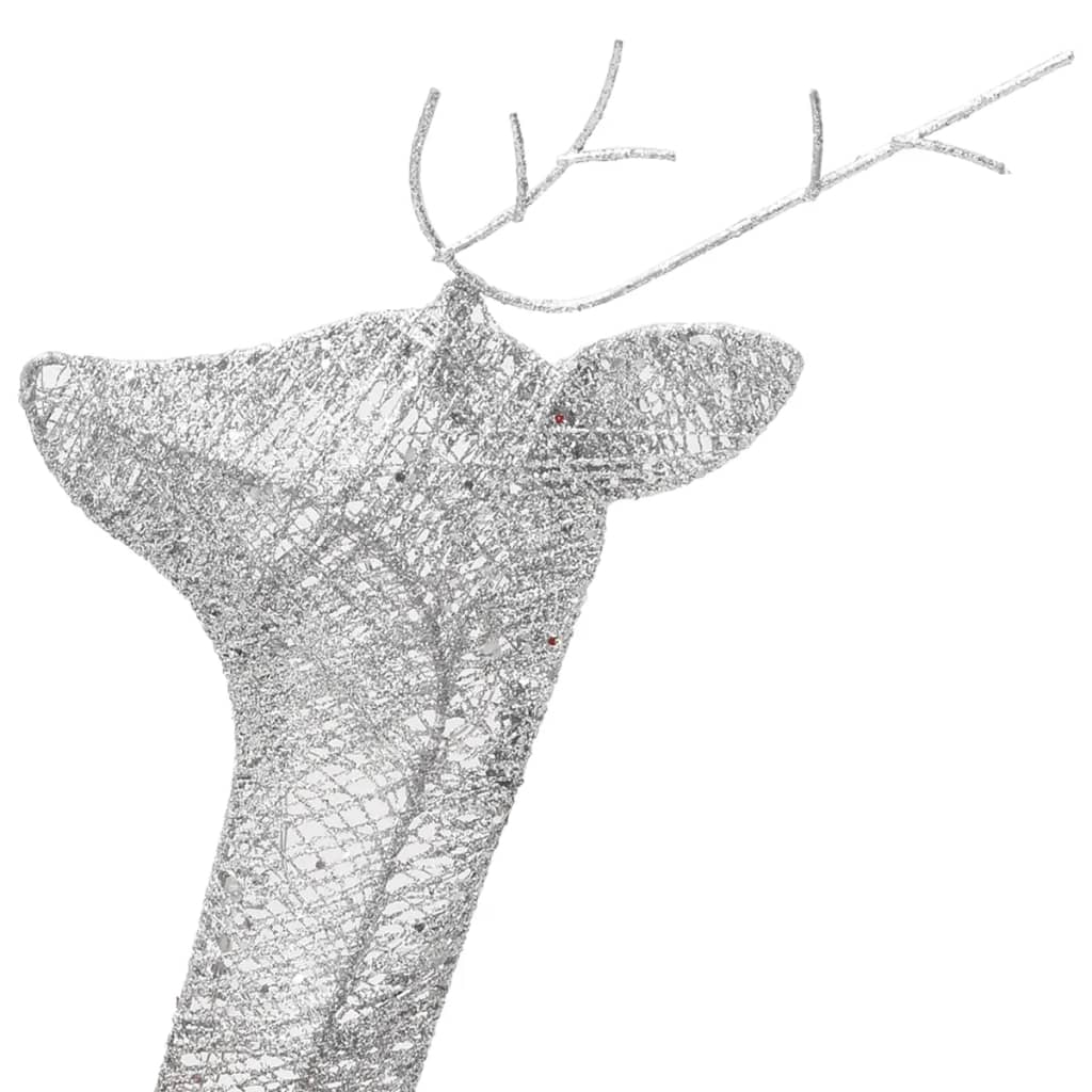 vidaXL Familie reni de Crăciun, argintiu/alb rece, 270x7x90 cm, plasă