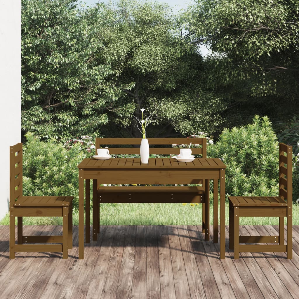 vidaXL Set de masă pentru grădină, 4 piese, maro miere, lemn masiv pin