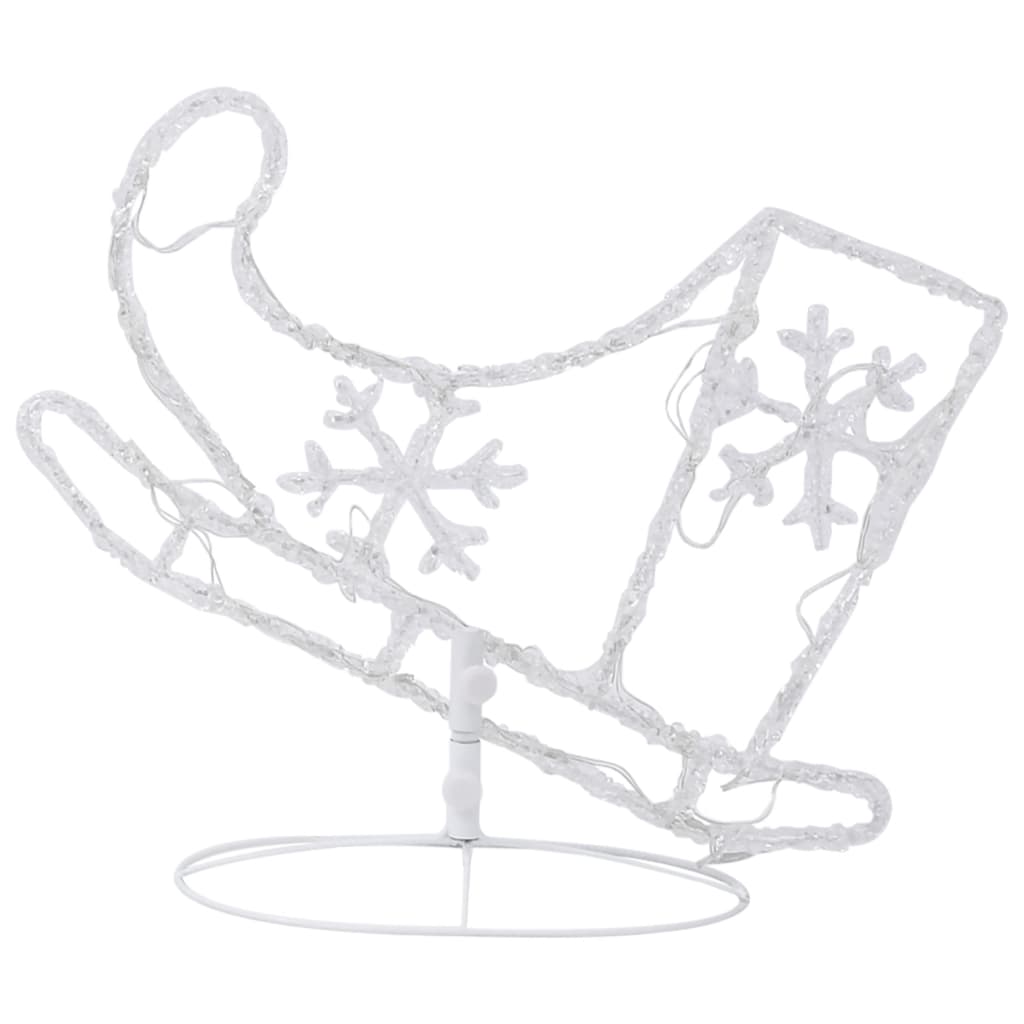 vidaXL Reni și sanie de Crăciun, alb cald, 260x21x87 cm, acril
